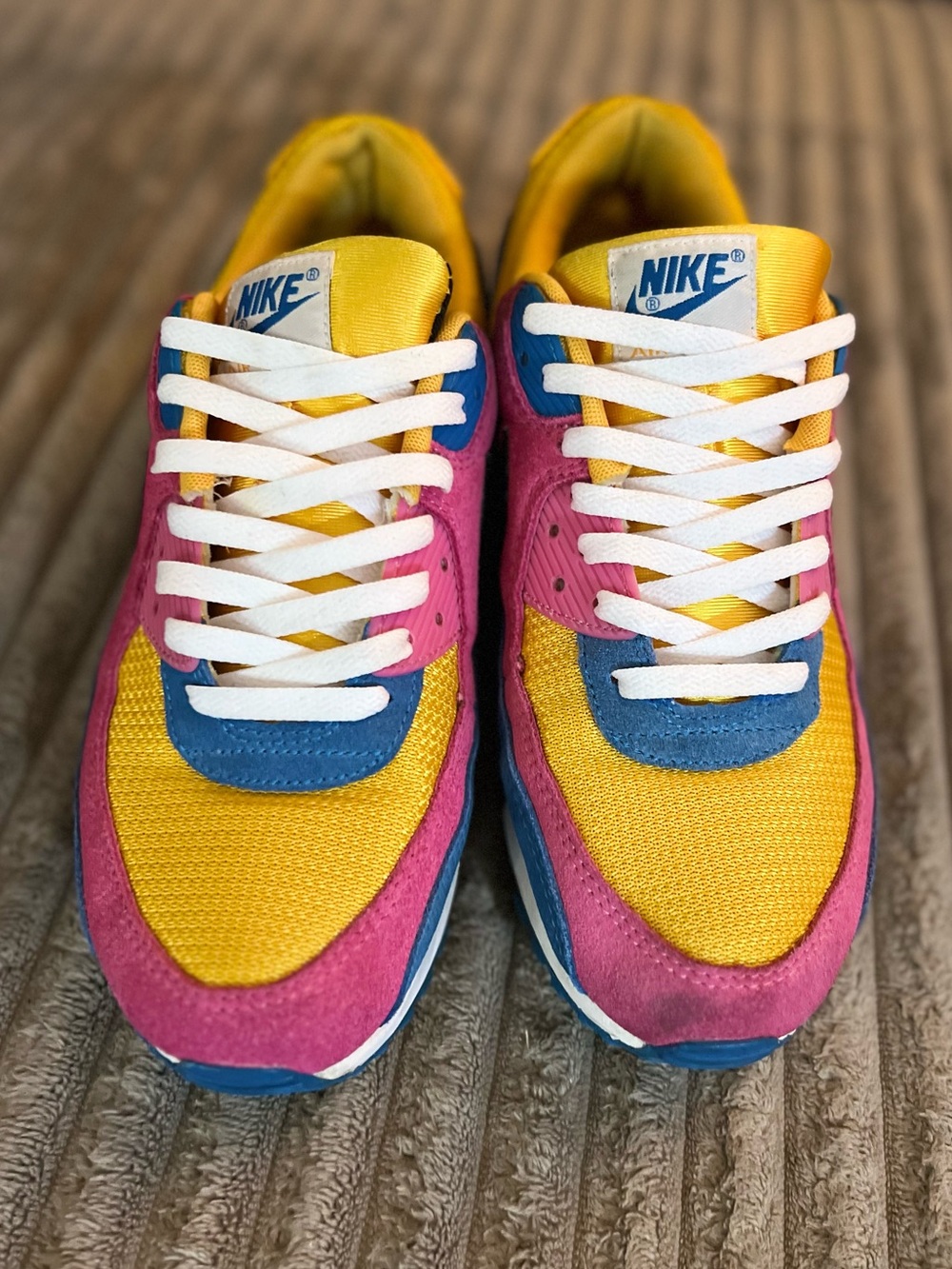 Nike Air Max 90 Athletic Sneakers - Yellow/Pink/Blue/Black